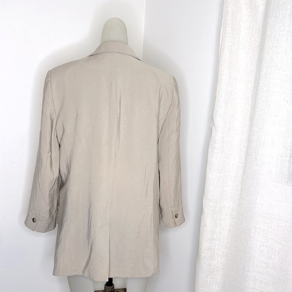 LOFT Womens Beige Cotton Blend Longline Blazer Size 12 Relaxed Fit Quiet Luxury - Picture 4 of 10